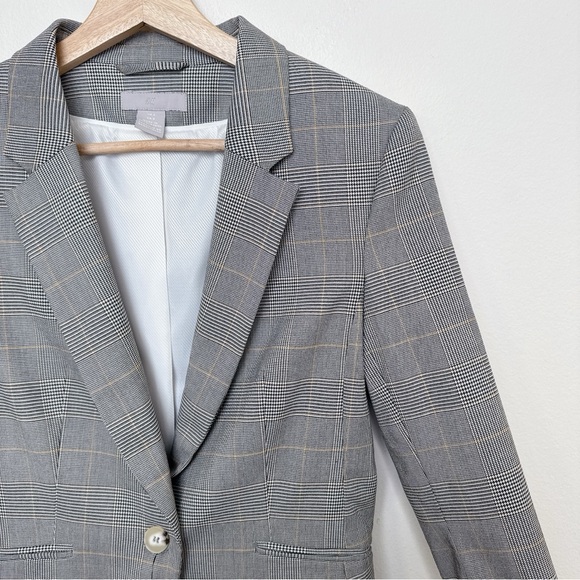 H&M Womens 6 Grey Houndstooth Fitted Blazer - Picture 4 of 12